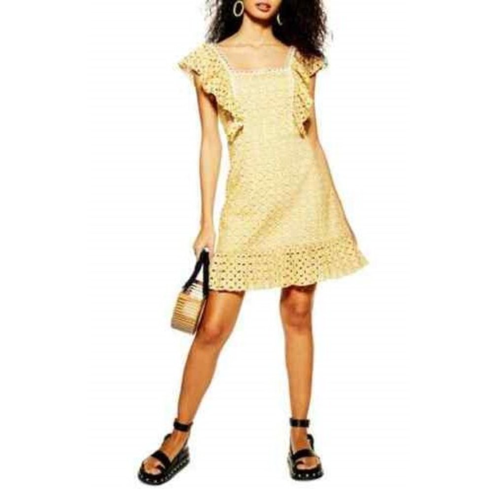 Topshop Broderie Eyelet Ruffle Dress
